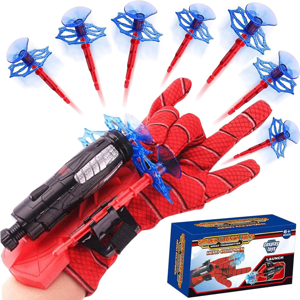 Spider Web Shooter Kids Gift - Web Shooters for Kids Super Hero Toys with Spider Gloves Launcher Wrist Toys Set Suction Disk Soft Bullets for Boy Girl Age 3-14 Birthday Gifts.