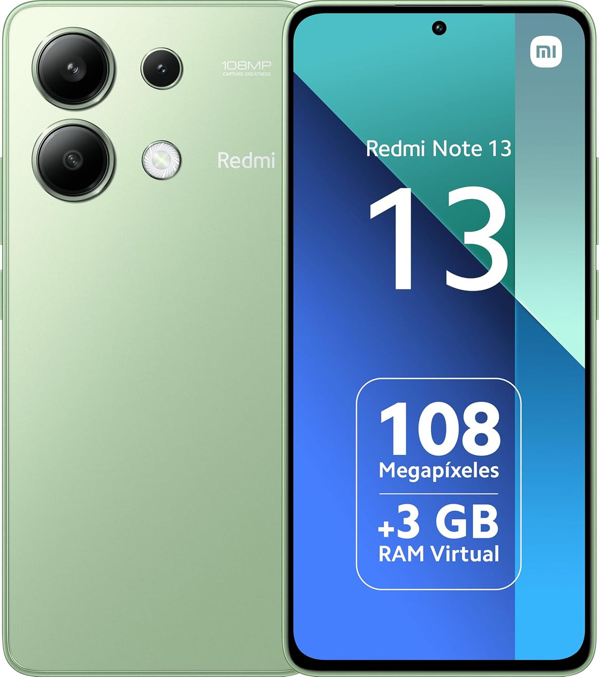 Xiaomi Redmi Note 13 Smartphone 6+128GB, Unlocked for All Carriers, Mint Green (UK Version + 2 Years Warranty).