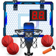 HYES Basketball Hoop for Kids, Remote Control Mini Basketball Hoop with 7 LED Lighting, 3 Modes, Scoreboard, 3 Balls, Indoor Basketball Toys for Kids - Blue.