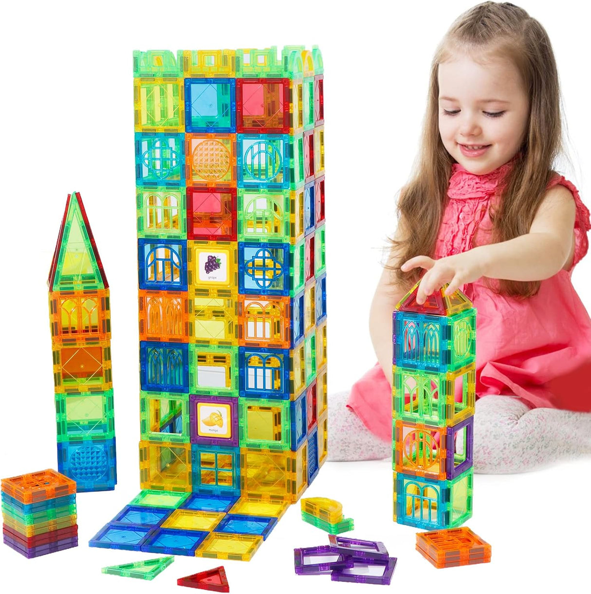 Magblock Magnetic Building Blocks Sets - 46PCS Magnetic Tiles | Magnet Game Toy | Construction Educational Toys for 3 4 5 6 Years Old Boys & Girls On Birthday.