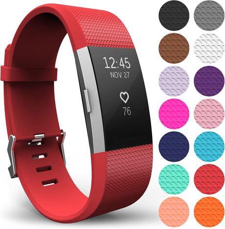 Yousave Accessories Compatible With FitBit Charge 2 Strap, Adjustable Band Straps, Replacement Silicone Sport Wristband For Men/Women in Small or Large.