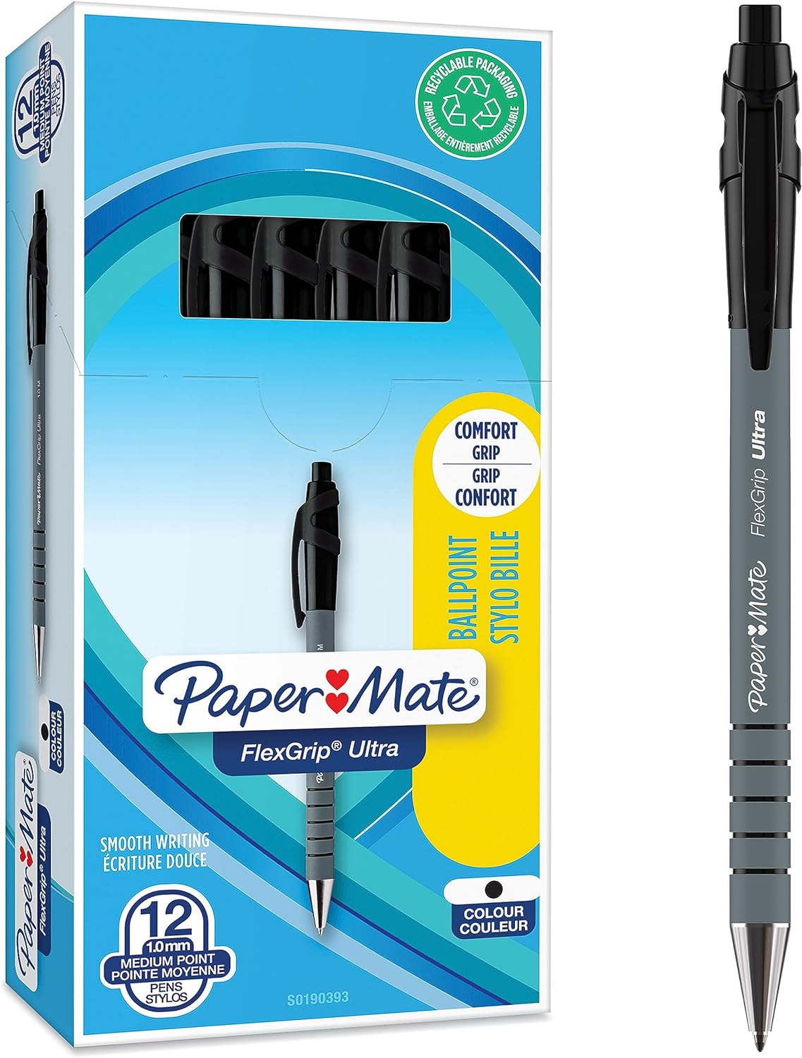 Paper Mate Flexgrip Ultra Retractable Ballpoint Pens | Medium Point (1.0mm) | Black Ink | 36 Count