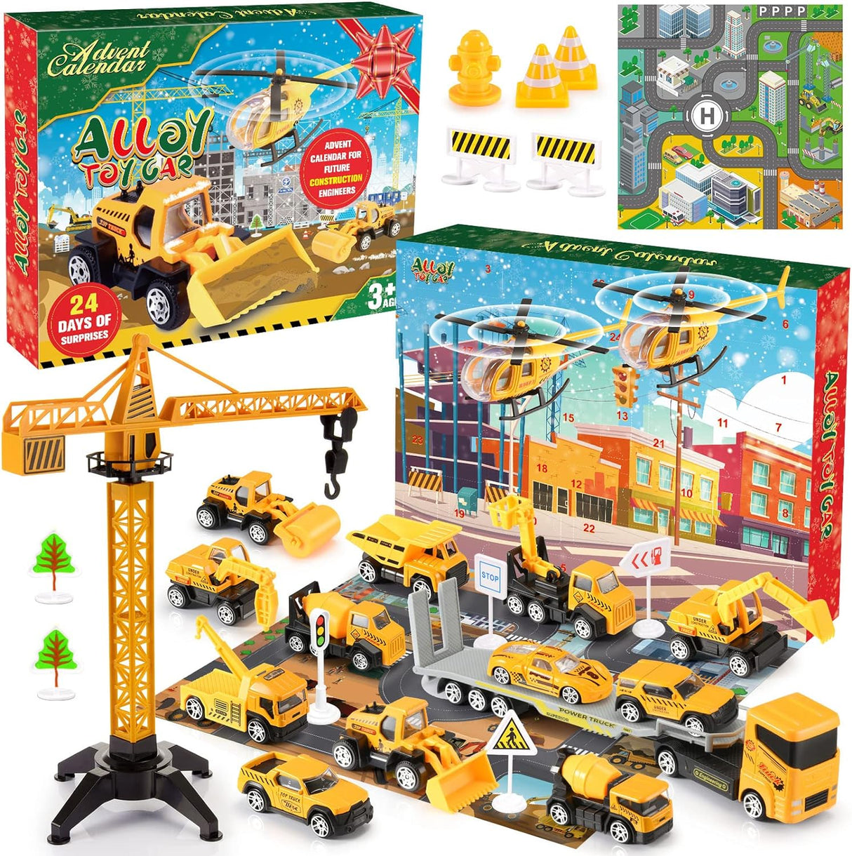 MDINGTD Kids Advent Calendar 2024, Toys Cars for 3 4 5 6 7 Year Old Boys Advent Calendar 2024 Kids' Play Vehicles 3-8 Year Old Boy Gifts Christmas Calendar Toy Advent Calendar Advent Calendar for Kid.