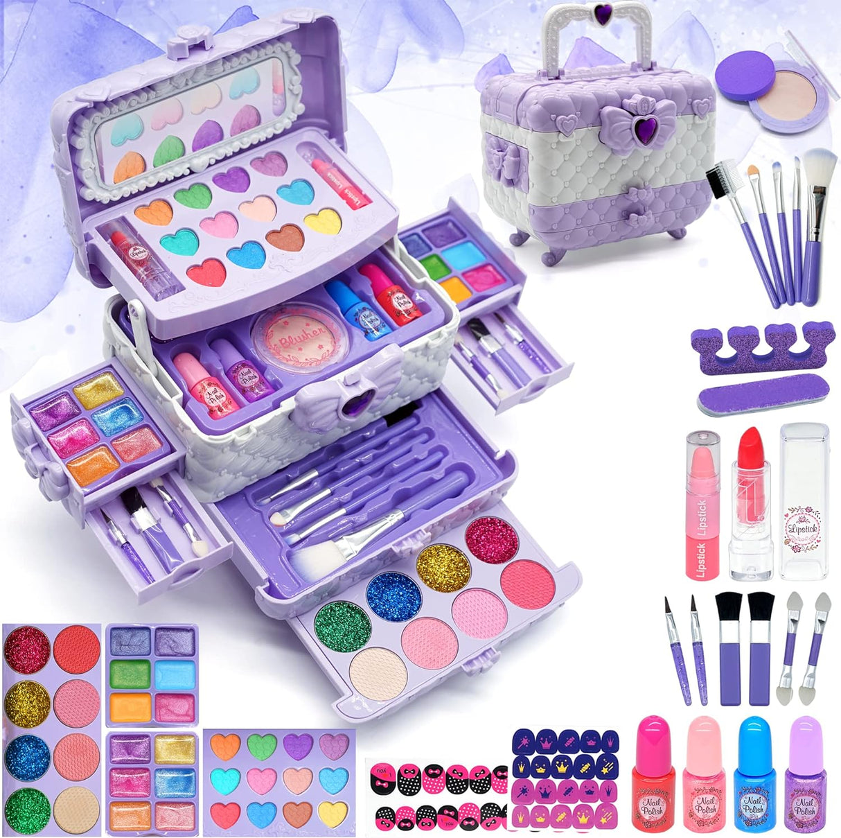 Kids Makeup Sets Girls Toys - unicorn gifts for girls Washable Make Up Starter Kit, Childrens Princess Pretend Play Games kids Toys Presents, Little Girl Birthday Gifts Set For Age 4-12 Year Old.