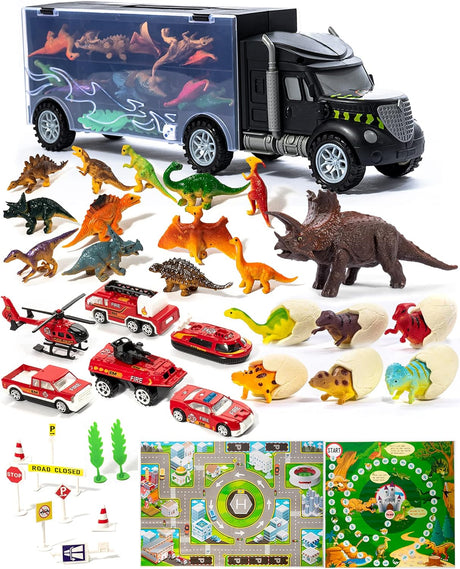 STAY GENT Dinosaur Toys Transport Truck Carrier, Truck Toys for Kids with Dinosaur Toys 13 Pcs, Educational Learning Gifts for Boys and Girls Aged 3 4 5 6 7.