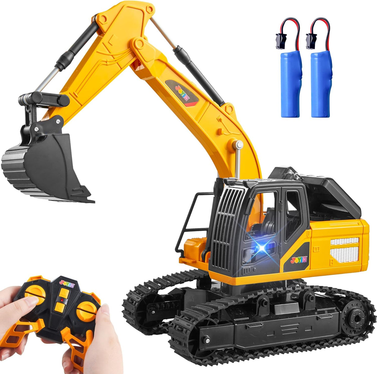 JOYIN Remote Control Excavator RC Digger Tractor Toys for Boys, 2.4Ghz RC Excavator Toy with Light, Construction Vehicles Toys for Boys 3 4 5 6 7 8 9-12 Year Old Kids, Birthday Gift.