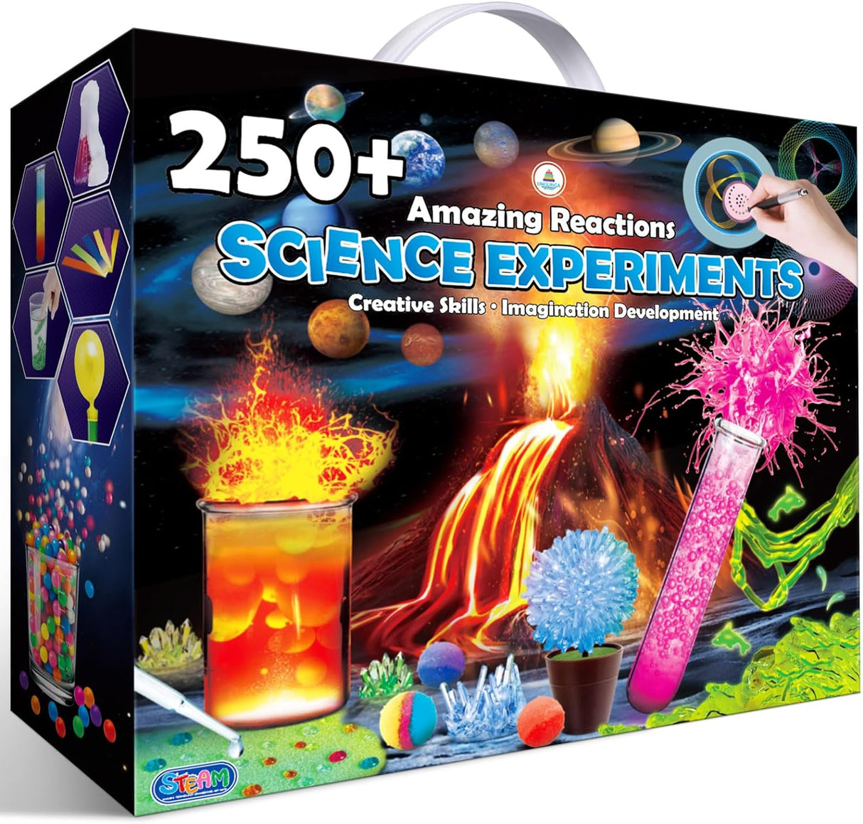 UNGLINGA 250+ Science Experiments Kits for Kids, Boys Girls Toys Birthday Gifts Ideas, Chemistry Set, STEM Activities Educational Project, Volcano Scientist Kit.