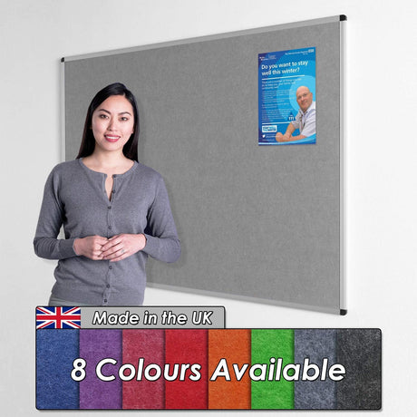 Wonderwall Fire-Resistant Notice Board - Aluminium Frame - 120 x 90cm with Fixings, 6 Colours to Choose from (Green).