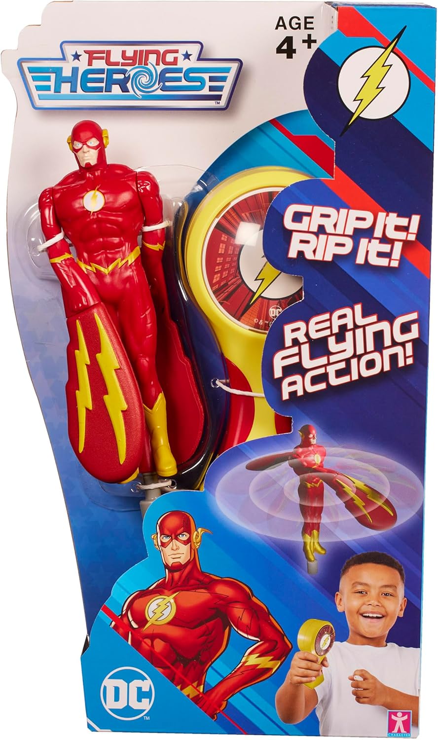 Flying Heroes 07978 DC Pull The Cord to Watch him Fly Action Hero Ideal Present for Boys Aged 4-7 Years Flash Superhero Toy,Red,Medium.