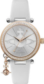 Vivienne Westwood Orb Pastelle Ladies Quartz Watch with Silver Dial & White Leather Strap VV006RSWH.