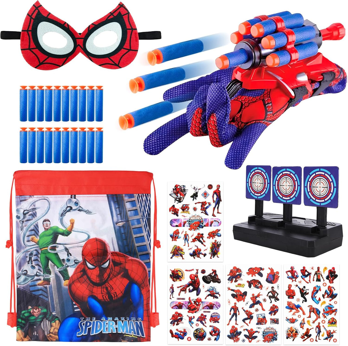 yumcute 34PCS Spider Web Shooters for Kids 5+ Year Old, Funny Spider Launcher Wrist Toys, Spider Web Shooter Plastic Spider Launcher Gloves for Costume Cosplay, Sup er Heroes Toys for Boys Girls Gift.