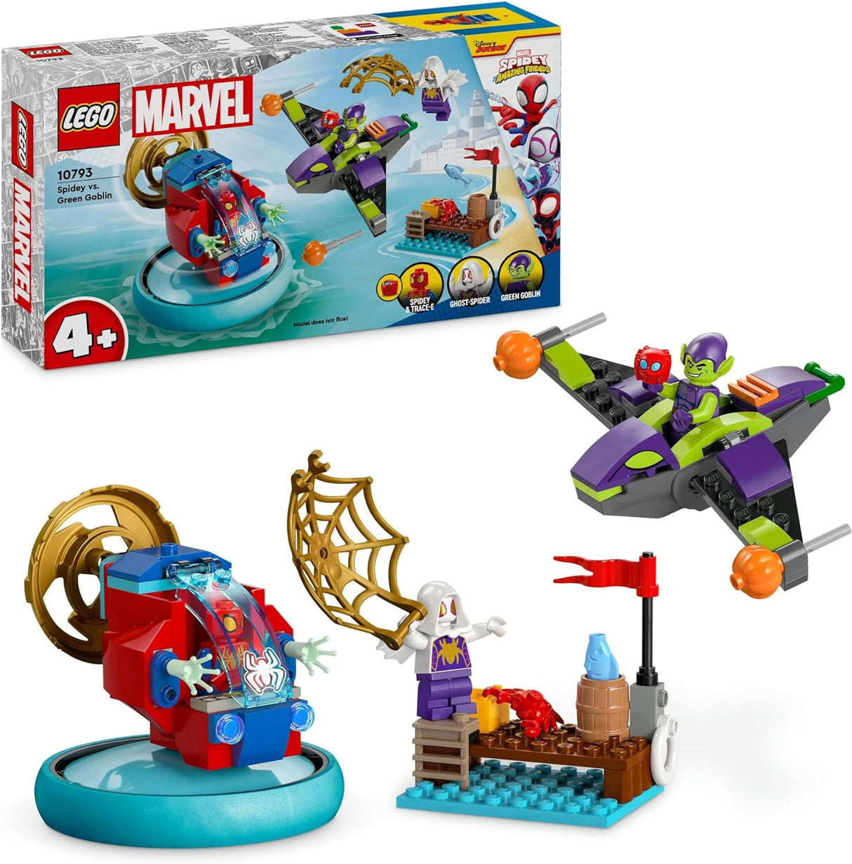 LEGO Marvel Spidey and his Amazing Friends Spidey vs. Green Goblin Super Hero Building Toy with Minifigures, Gift for 4 Plus Year Old Kids, Boys, Girls & Fans of Spider-Man and Cool Vehicles 10793.