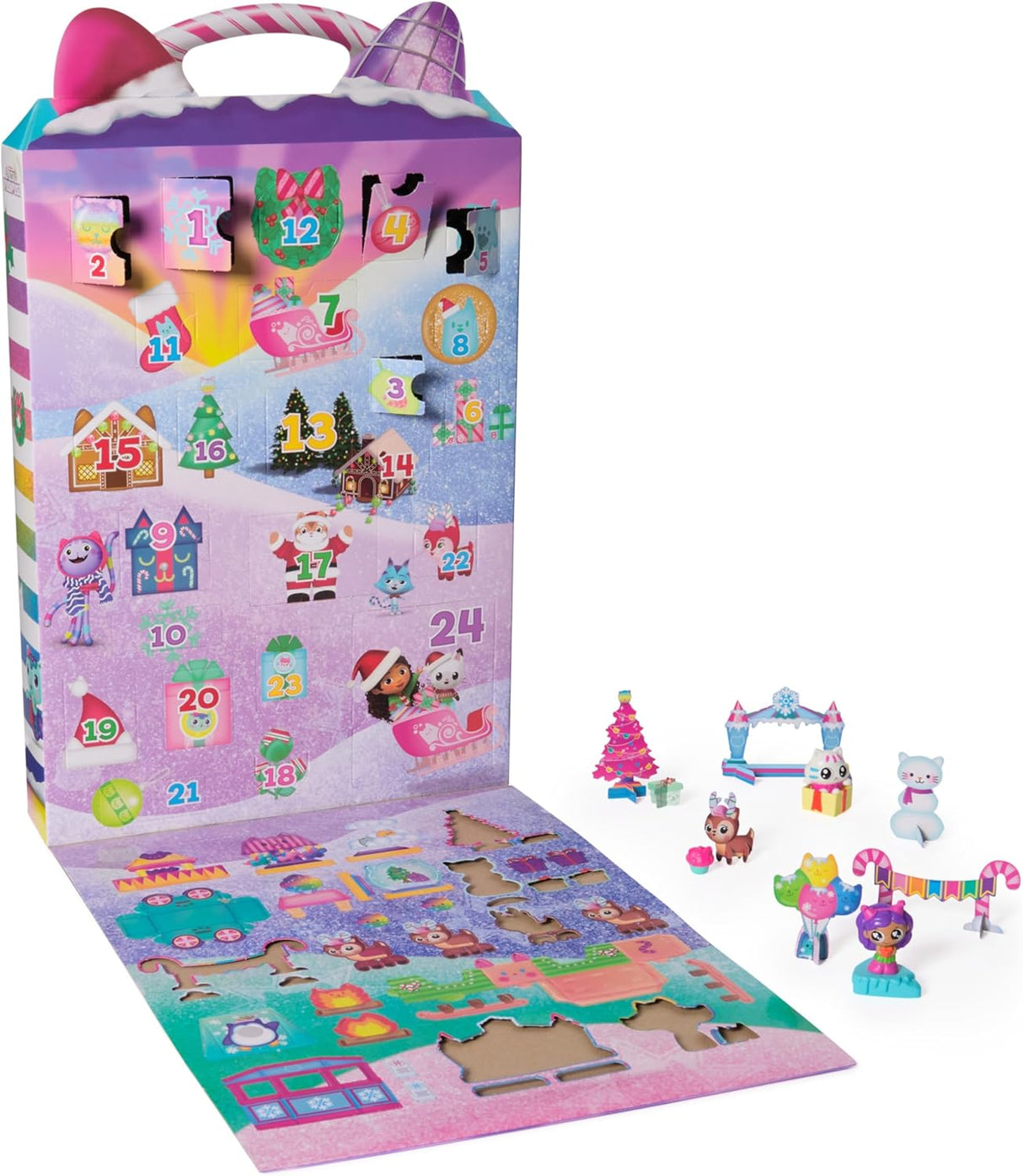 DreamWorks Gabby’s Dollhouse Advent Calendar, 24 Surprise Toys with Figures, Stickers and Doll’s House Accessories, Kids’ Toys for Girls and Boys Aged 3+.