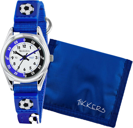 Tikkers Boys Blue Canvas Rip Strap Time Teacher Football Watch.