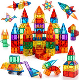 MagHub Magnetic Building Blocks 56PCS Tiles, Clear 3D Magnets for Kids Preschool Toys, Building Construction STEM Educational Toys for 3+ Years Old Boys and Girls.