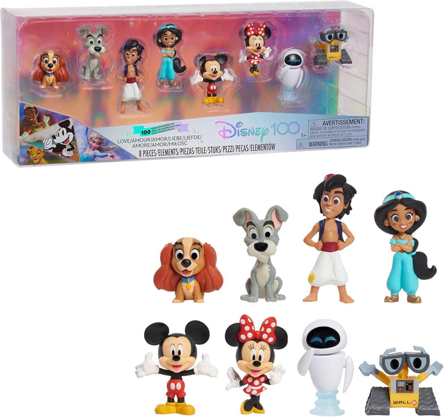 Disney100 Years of Love Celebration Collection Limited Edition 8-Piece Figure Pack, Officially Licensed Kids Toys for Ages 3 Up, Gifts and Presents by Just Play.