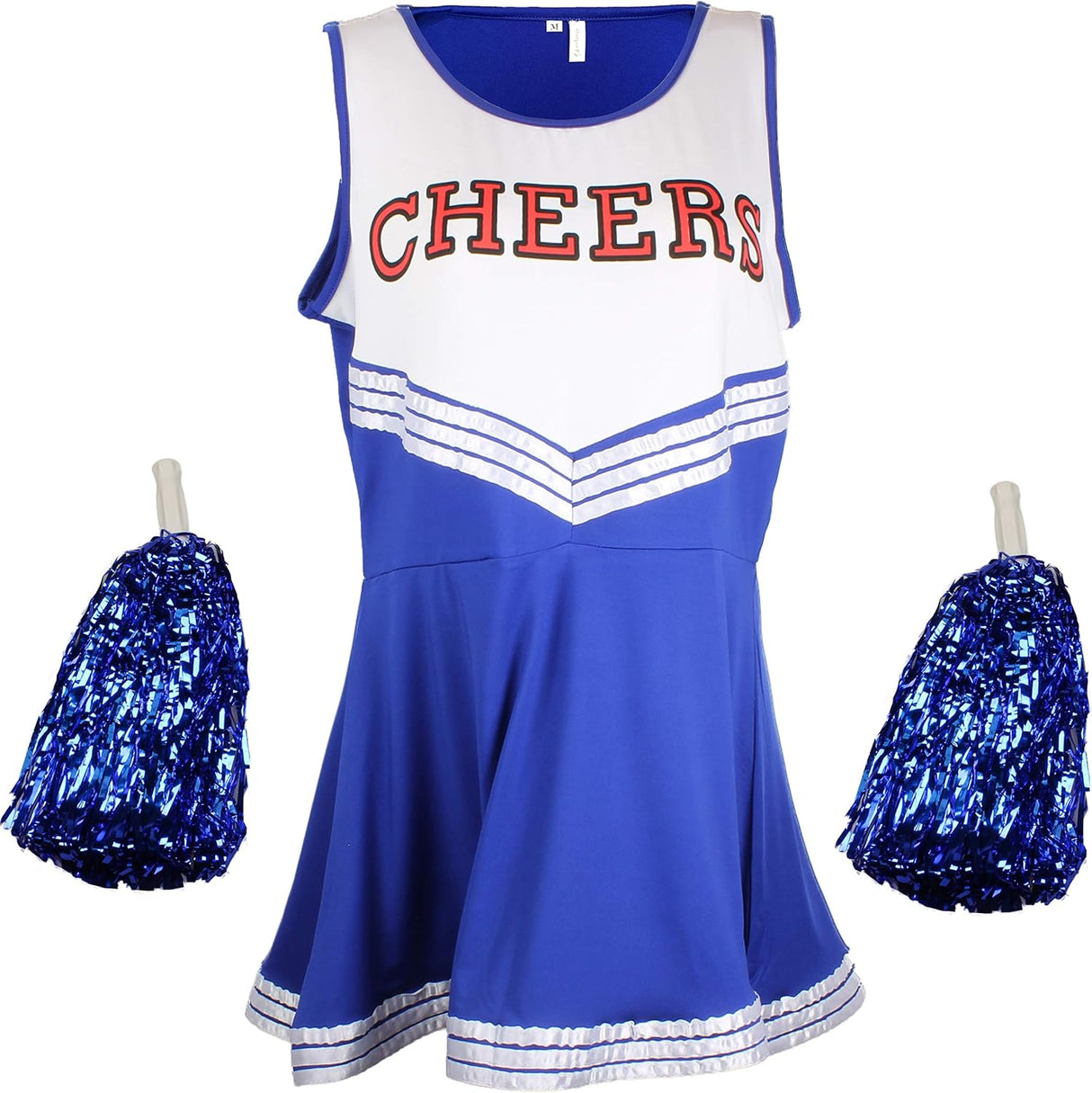 Cheerleader Costume Women Cheeleader Outfit Musical Uniform with Matching Pom Poms Perfect for Halloween.