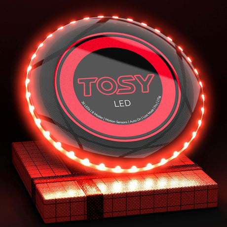 TOSY Flying Disc - 16 Million Color RGB or 36 LEDs, Extremely Bright, Smart Modes, Auto Light Up, Rechargeable, Birthday, Camping, for Men/Boys/Teens/Kids, 175g Frisbee.