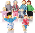 Jzszera Dolls House People Family of 8 Wooden Figure Set, Small Wooden Dolls Toys for Children Girls.