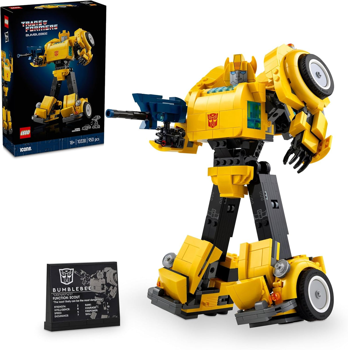 LEGO Icons Transformers Bumblebee Action Figure Building Set, Collectible Robot Model Kit for Adults to Build, Converts to Vehicle Mode, Gifts for Men, Women, Him, Her and Sci-Fi Fans 10338.