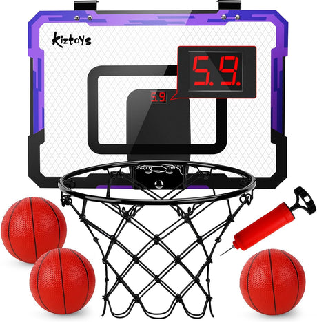 Kiztoys Basketball Hoop for Kids, Indoor Hoop Wall Mounted Basketball Toy with 3 Balls.