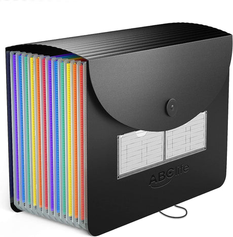 ABC life Expanding File Folder, 26 Pockets A4 Accordion File Organiser, Portable Rainbow Document Filing Box, Accordian Monthly Bill Receipt Paperwork Organiser Storage for Home/Office/School.