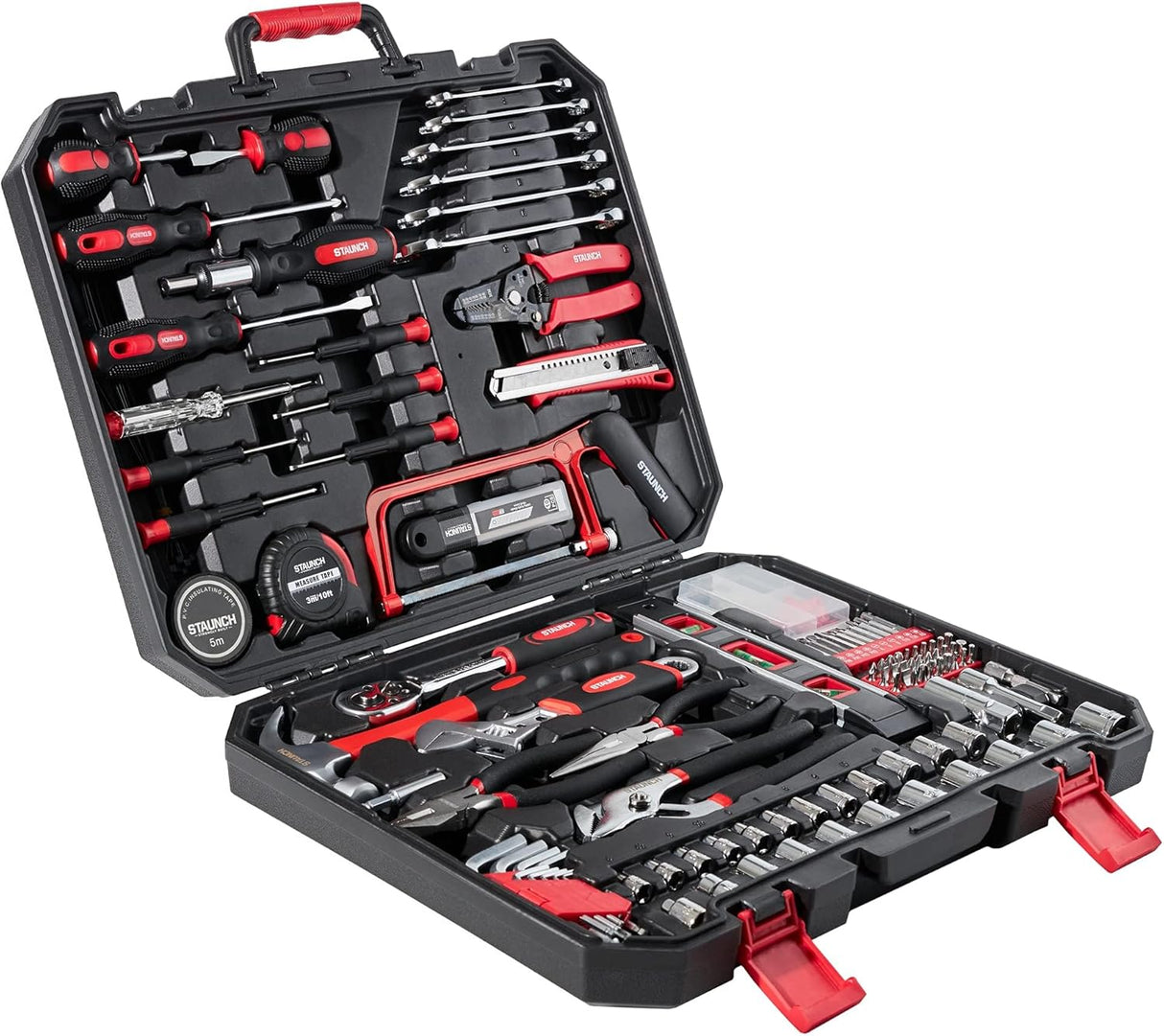 Tool Kit | Staunch 200 Piece Home and Office Tool Set | Complete Starter Tool Kit Set & Organiser Tool Box with Tools Included | General Household Tool Kits for Home with DIY Tools in Tool Case