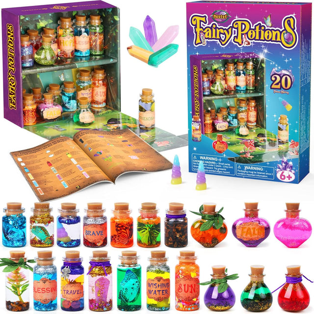 Mostof DIY Fairy Potions Craft Kits for Kids, Mix 20 Magical Wizard Potions with Energy Crystal Dust, Creative Gift Toy.