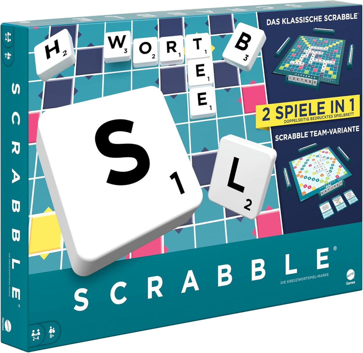 Mattel Games Classic Scrabble, Original Crossword Board Game, English Version, Family Board Game for Adults and Kids, Word Game for 2 to 4 Players, Ages 10 and Up, English Version, Y9592.