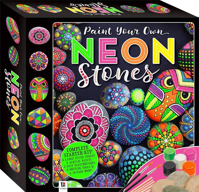 Hinkler - Paint Your Own Neon Stones - Rock Painting Complete Starter Kit - Arts and Crafts for Everyone - Gift for Art Lovers - Includes Stones, Acrylic Paint and More.