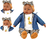 Bibi Doll - 18" Lifelike Large Soft Bodied Baby Doll With Dummy & Sounds Girls Boys Toy (Grey with Cap).