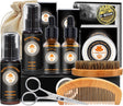 Upgraded Beard Grooming Kit w/Beard Conditioner,Beard Oil,Beard Balm,Beard Brush,Beard Wash,Beard Comb,Beard Scissor,Bag,E-Book,Beard Care Daddy Gifts for Men Him Dad Husband Boyfriend.