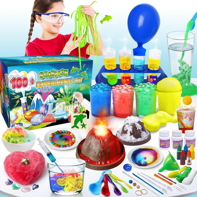 UNGLINGA Science Kit for Kids, 100+ STEM Activities, Educational Scientist Toys Gifts, Chemistry Set, Play Sand, Gemstone Dig, Volcano, Glowing Worms, Fizzy Reaction.