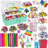 zycBernoi 3000 PCS+ Art and Craft Box for Kids, All in One DIY Arts and Crafts Supplies with Pom Poms, Pipe Cleaners, Feather, Beads, Colored Felt, Gift for Kids Ages 5 6 7 8 9 10 (Blue).