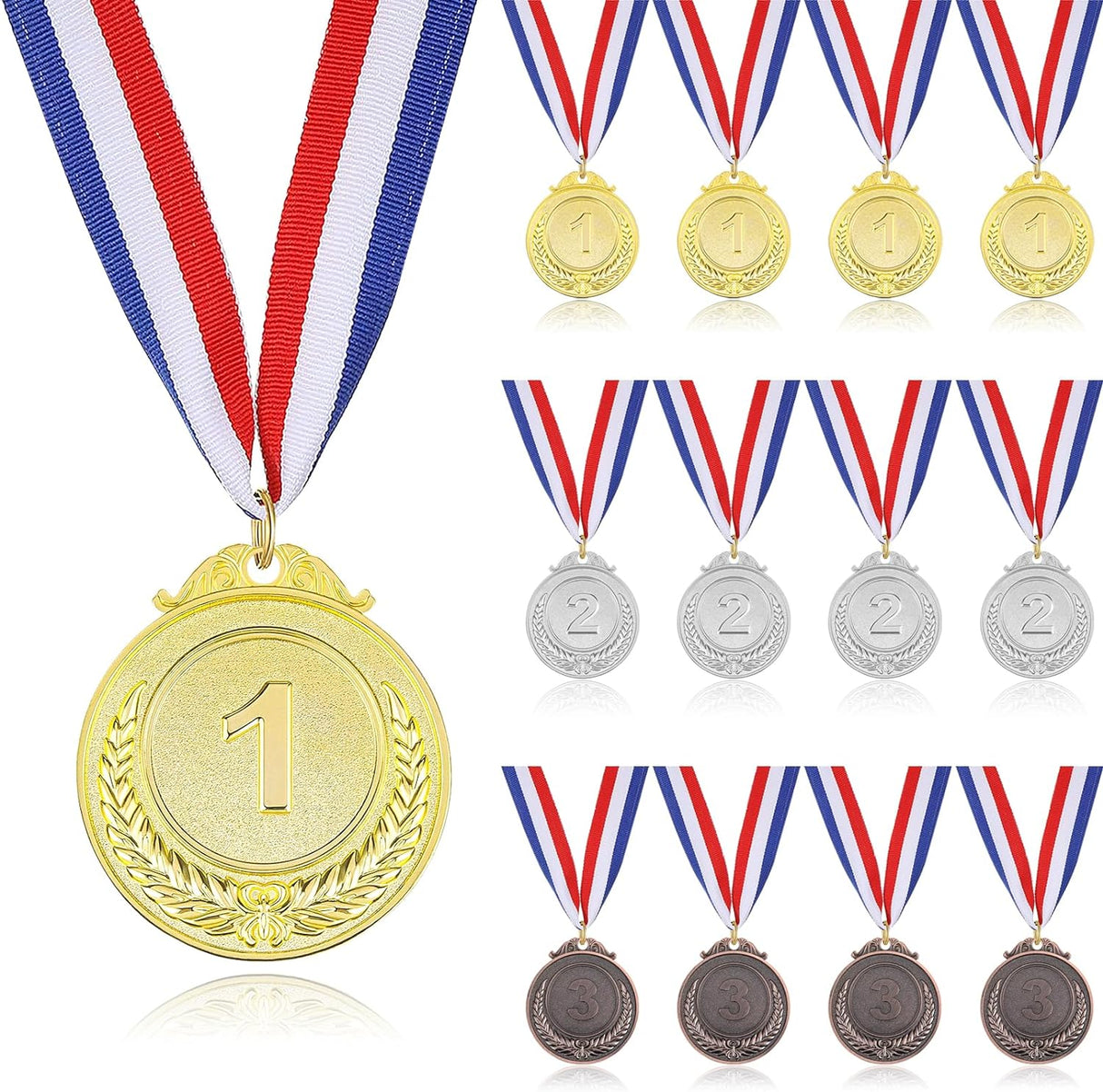 Xapypy 12 Pieces Metal Medals, Olympic Style, Competitions, Party Favors,Winner Medals for Competitions,2 Inches.