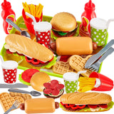 BUYGER Pretend Play Food Sets for Children Kitchen, Plastic Take Apart Toys Hamburger Fast Food Playset Kids Kitchen Accessories Role Play Toys for 3 4 5 Years Old Kids Boys Girls.