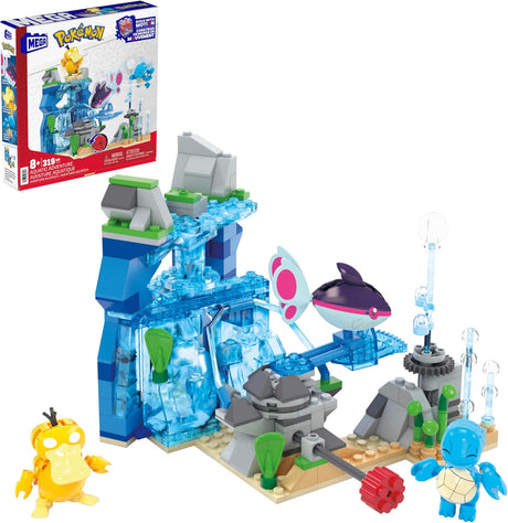 MEGA Pokémon Building Toys Set Aquatic Adventure with 319 Pieces, 2 Poseable Characters, for Kids, HXF79.