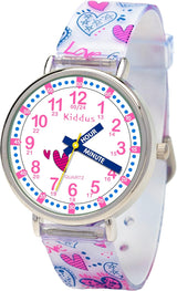 Kiddus Educational Watch for Girls. Children Watch to Learn Time. Analogue First Watch for Kids from 5 Years Old. Time Teacher Exercices Included.