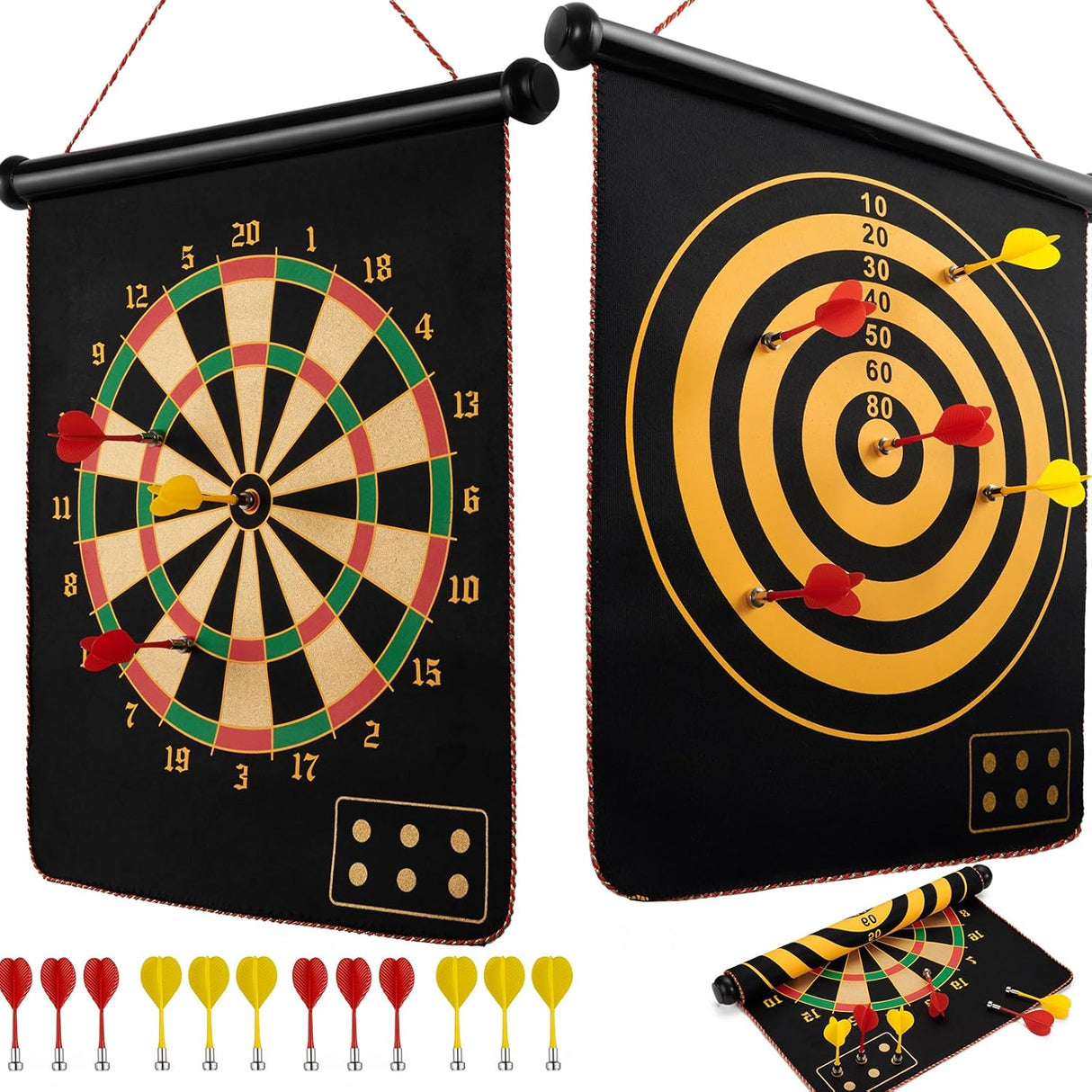 BATURU Magnetic Dart Board with 12 Magnetic Darts, Safe Indoor Outdoor Dart Game for Kids, Boys, and Girls Ages 4-12, Foldable Double-Sided Dartboard, Perfect for Birthday Parties and Family Fun.