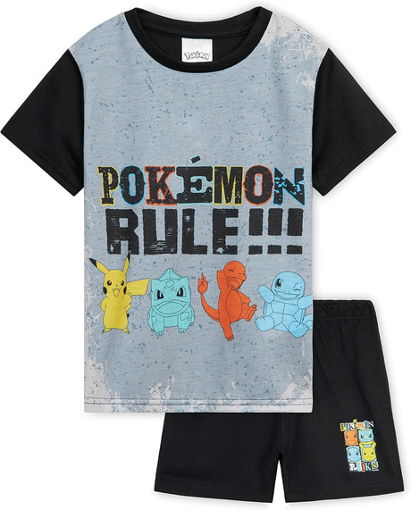 Pokemon Boys Short Pyjamas Set, Breathable Lounge Wear - Gifts for Boys.