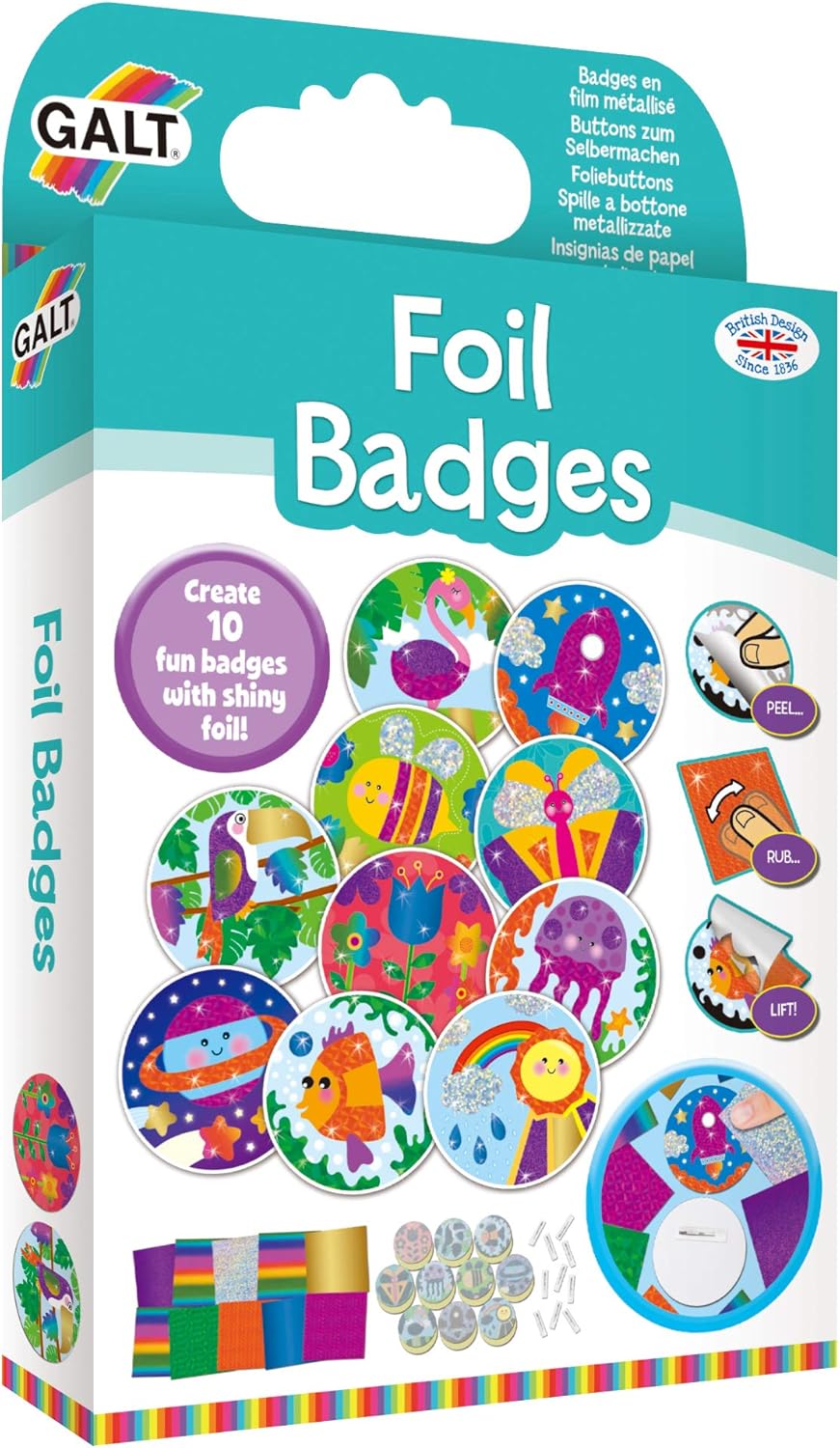 Galt Fab Foil Art - Creative Craft Kits for Kids and Childrens Fun Foil Art Activity Set for Girls and Boys - Includes Guide Book, 25 Colourful Foil Sheets and 8 Sparkly Pictures - Age 6 Years Plus.