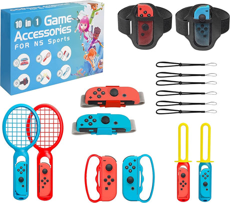 JoyHood Switch Sports Game Accessories Bundle fits Switch/Switch OLED, 10 in 1 Family Party Sports Game Accessories Kit for Joy-Con Controller, Gifts for Kids & Adults.