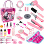 deAO Kids Makeup Set, Pretend Hairdressing Salon Toy Set Girls Styling Beauty Fashion Kit Pretend Role Play Makeup Accessories Playset For Children.