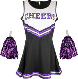 Cheerleader Costume Women Cheeleader Outfit Musical Uniform with Matching Pom Poms Perfect for Halloween.