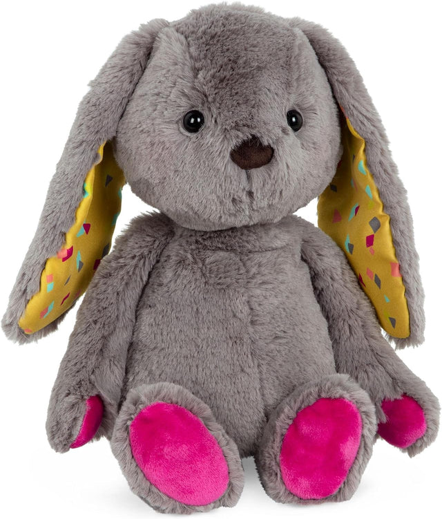 Battat - B. toys - Happy Hues - Sprinkle Bunny - Huggable Stuffed Animal Rabbit Toy - Soft & Cuddly Plush Bunny - Washable - Newborns, Toddlers, Kids, Grey.