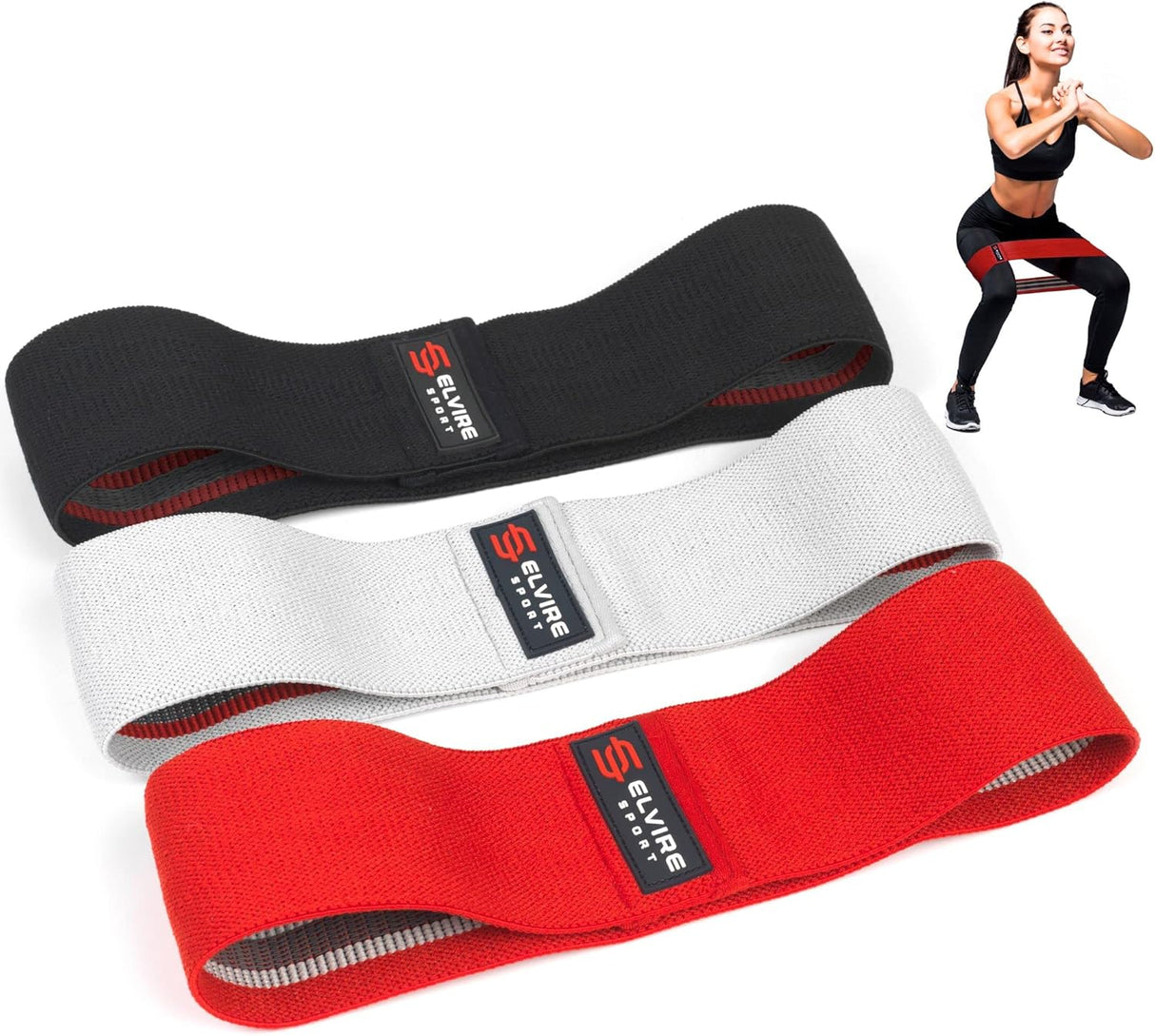 ELVIRE Fabric Resistance Bands for Working Out | Exercise Bands Resistance Bands Set of 3 | Booty Bands for Women Workout Bands Resistance Loops | Leg Bands for Working Out Glute Bands, Squat Bands.