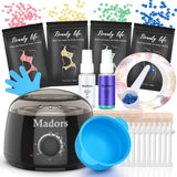 Madors Waxing Kit for Women Heating Ring Wax Warmer Wax Kit for Hair Removal Intelligent Temperature Control Wax Machine with Hard Wax Beads (Black).