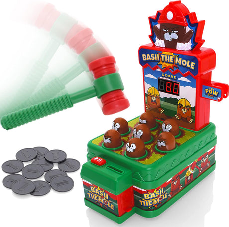 Tevo Whack Game With Hammer - A Mole Bashing Game For Kids - Electronic Kids Board Games - Toys For 3,4,5,6 Year Old Boys & Girls - Classic Arcade Game - Boys Toys Age 3 Plus - FREE Batteries Included.