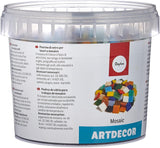 RAYHER Mosaic Tiles Bucket for Arts and Crafts, Glass, Multi-Colour, 1x1 cm, 1 kg, 1300-Piece.