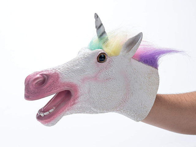 Hanzwa Animal Hand Puppet Soft Latex Realistic Unicorn Rubber Head Puppets Toys for Kids.